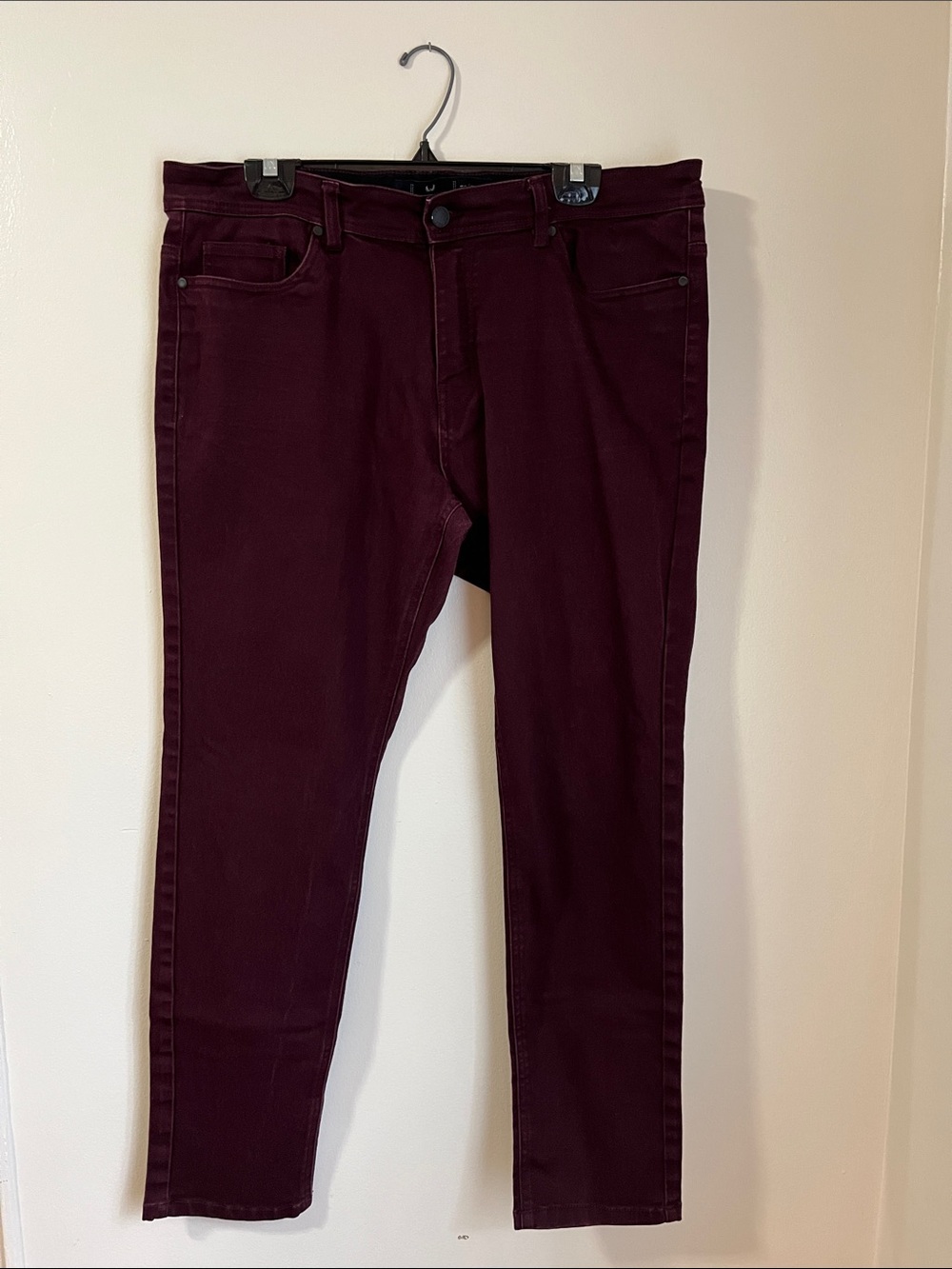 Men's Straight Jeans in Deep Burgundy